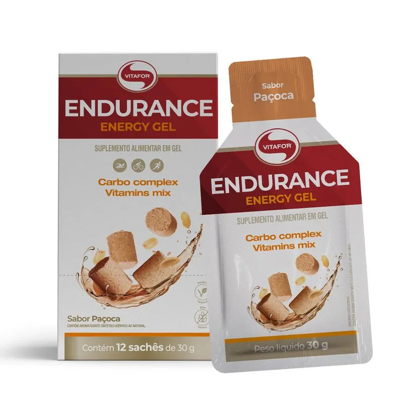 Endurance Energy gel - 12 sachês 30g paçoca- Vitafor