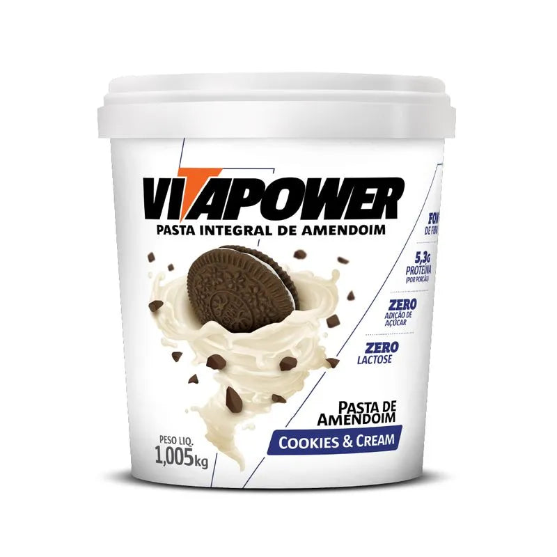Pasta de Amendoim Gourmet Cookies e Cream 1.005g - Vitapower